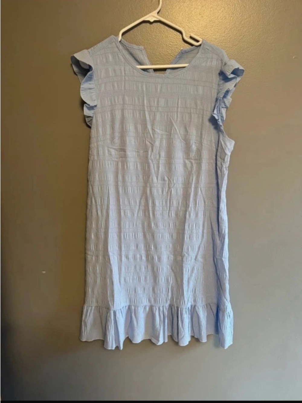 SHEIN Light Blue Ruffle-Hem Midi Dress NWOT